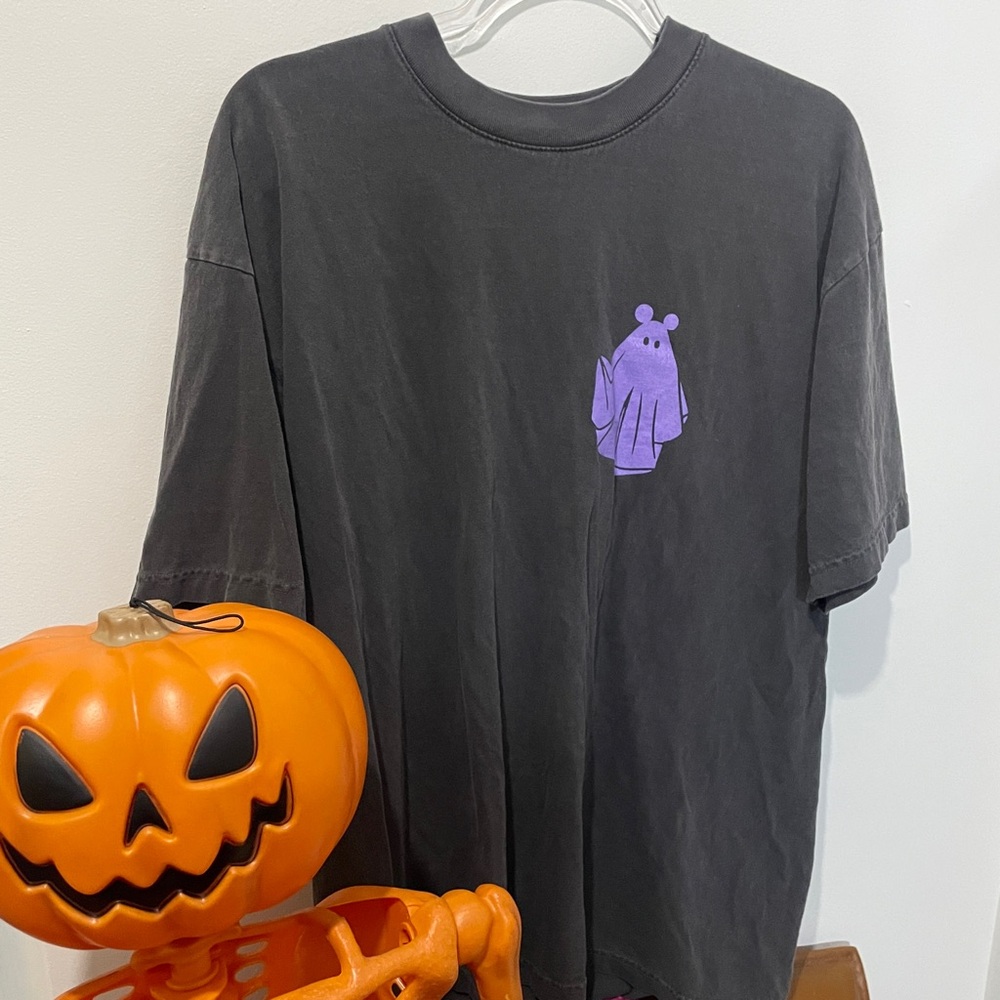 Black Short Sleeve Tee with Purple Ghost Graphic